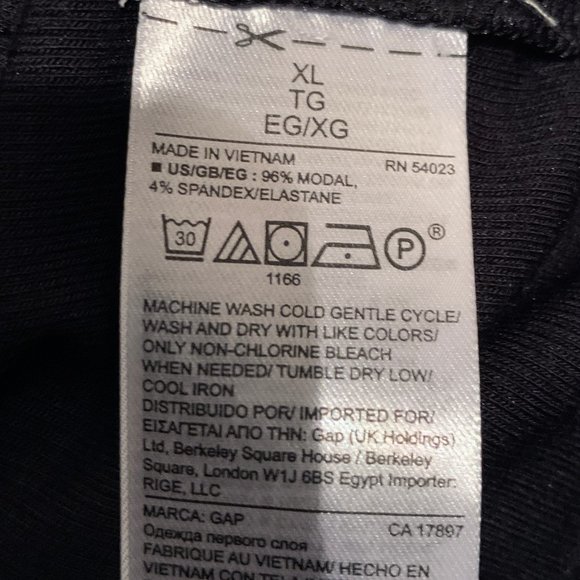 GAP luxe long modal fine ribbed short sleeve crewneck t-shirt black XL - Picture 9 of 9